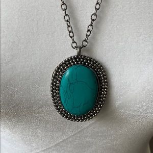 Silver and turquoise pendant necklace